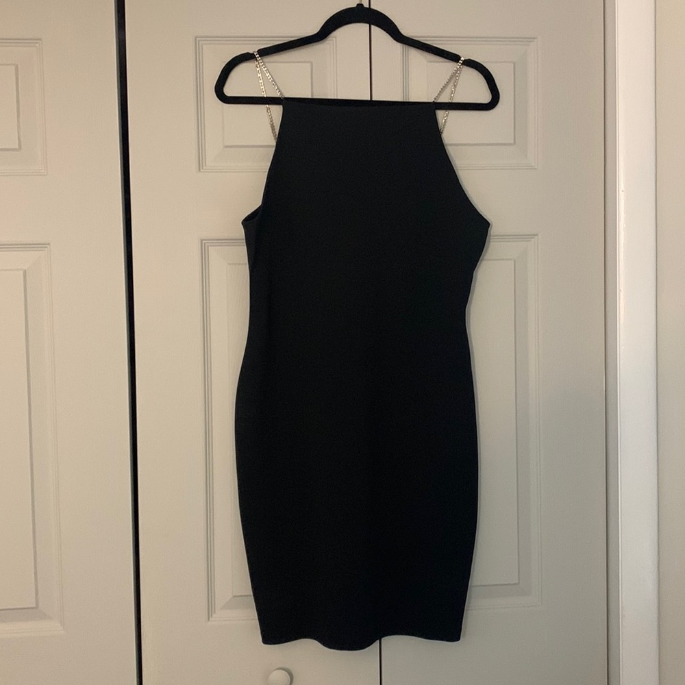 H&M Conscious Choice Little Black Dress with Rhinestone Straps size L